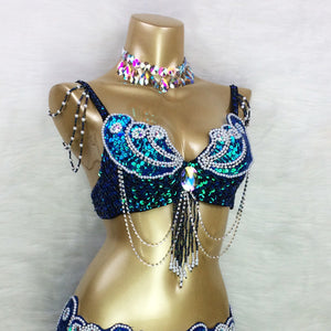 Sexy Women Beaded Sequins Belly Dance Costumes Bra Professional Belly Dancer Outfits Stage & Dance Carnival Tops BRA In USA Size  Bra2152
