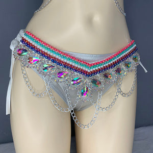 New Samba Carnival Sexy Beading Belly Dance Costume For Women Bra & Panty & Belt 3pcs/Set free shipping B001