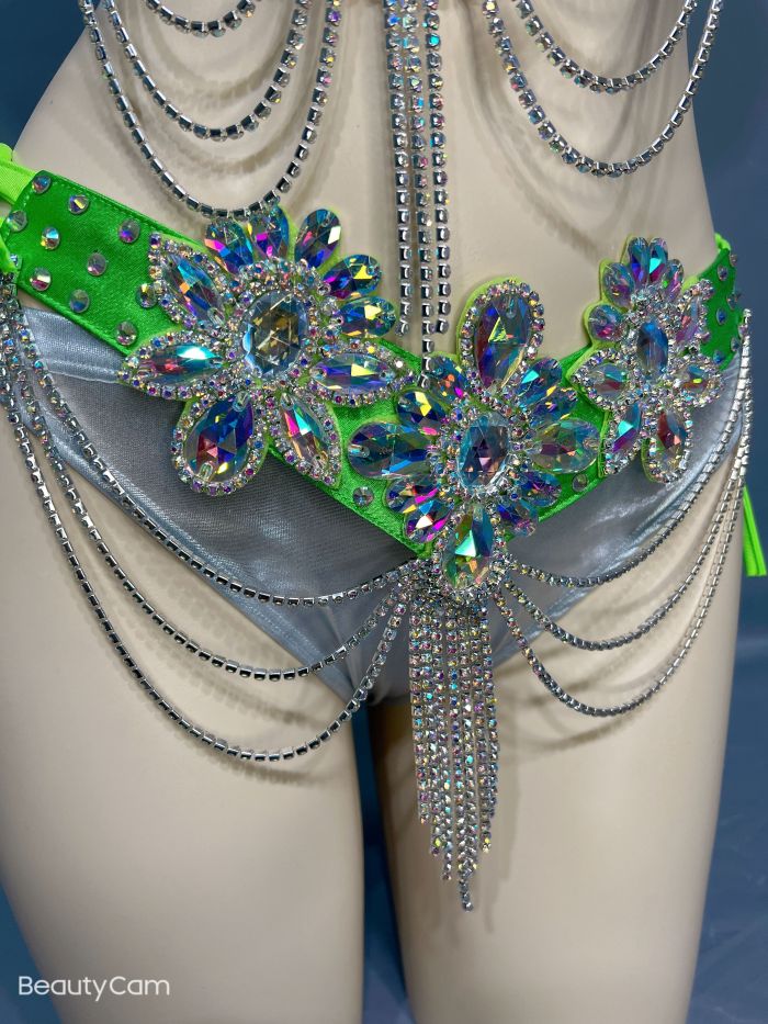 Samba Carnival Wire Bra & Panty & Belt Set Hand Made Belly Dancing Costume Outfit FREE SHIPPING CB026