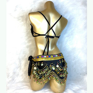 Samba Carnival Wire Bra & Belt Set Hand Made 4 Piece Belly dancing WIRE BRA + BELLY DANCE HIP scarves 320 piece coins