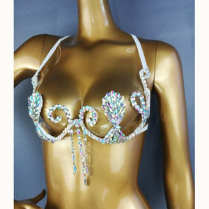 Samba Carnival Bra Rainbow Royal blue Stone Belly dancing WIRE BRA BB004