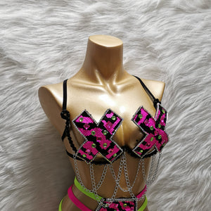 Samba Carnival Handmade Wire Bra Sequins And Beads For EDC Festival