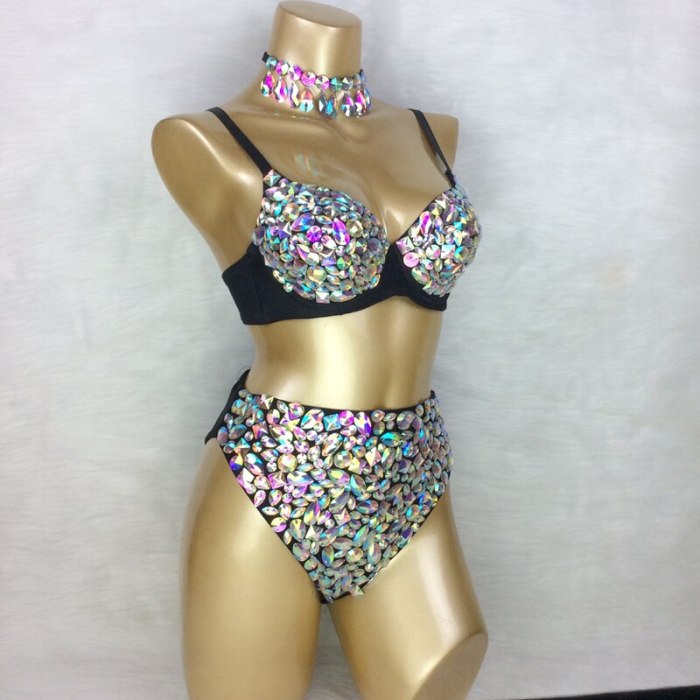 Samba Carnival Bra High Waist Pants AB Color Stone Hand Made 3 Piece