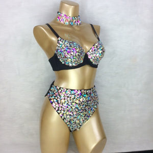 Samba Carnival Bra High Waist Pants AB Color Stone Hand Made 3 Piece