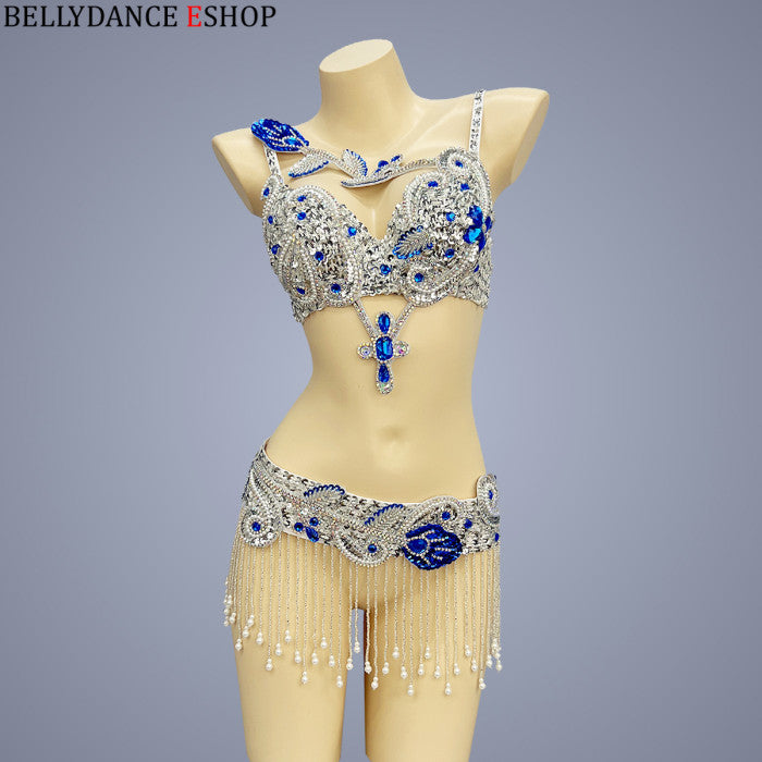 New Adult Women's Professional Belly Dance Clothing Performance Outfits Bead Crystal Belly Dance Costumes Set Bellydance Clothes tf1921