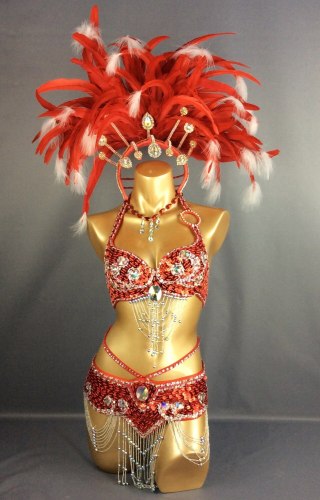 hot selling Sexy Samba Rio Carnival Costume women's belly dance costume with Turquoise Feather Head piece C209 (Turquoise)