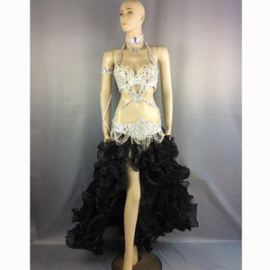 New women performance belly dance costume set carnival belly dancing clothes halloween bellydance bra&belt&skirt 5pcs suit TF1732 (5PCS/SET)