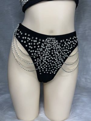 Party Dance Corset+High waist thong Women's Corset Rave Crystal Showgirl