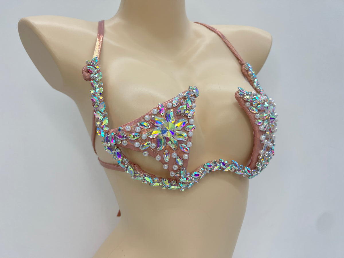 New Style Samba Carnival Rave Festival Party Wire Bra Rainbow Stone For EDC Festival