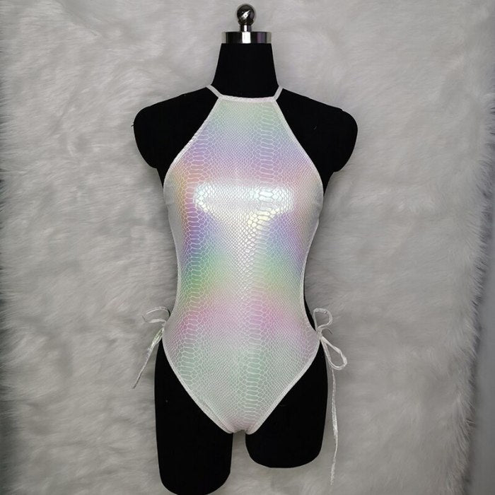New Women Glitter Swimsuit Sexy One Piece Shiny Bikini Swimsuit Set Summer Holiday Monokini Swimwear Beachwear Bathing Suit