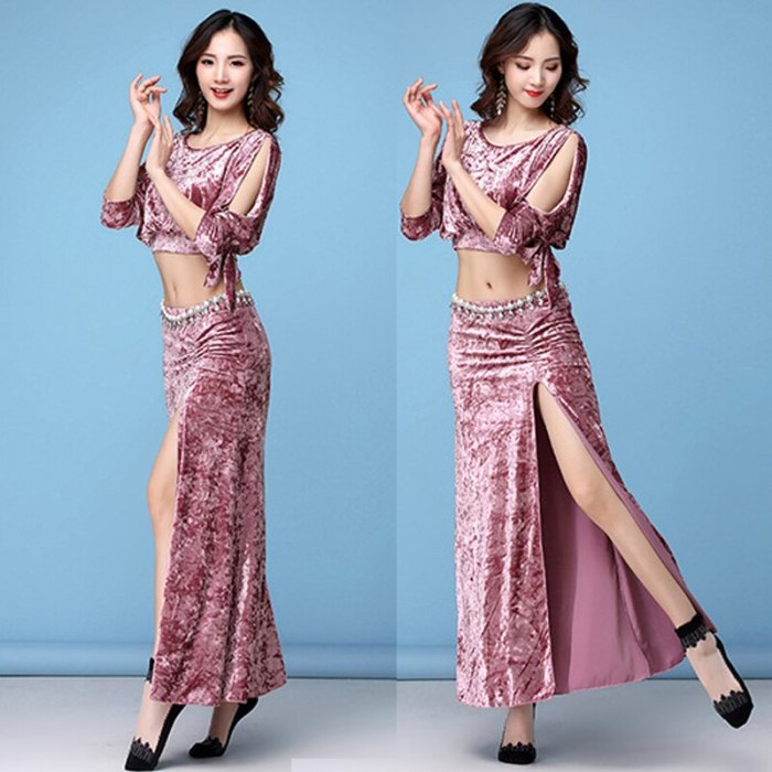 New Sexy Lady's Oriental Belly Dance Velvet Costume 2 Piece Set Bellydance Training Outfit Cothing Professional Belly Dance Wear HY1185