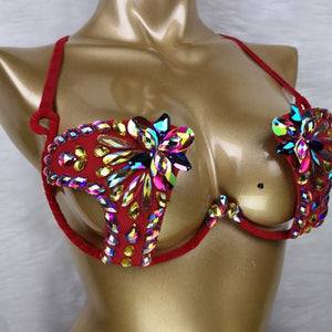 New Hot Shining Belly dance costume Sexy Samba Carnival set Wire Bra & Coin Belt Samba Suit performance wear C024