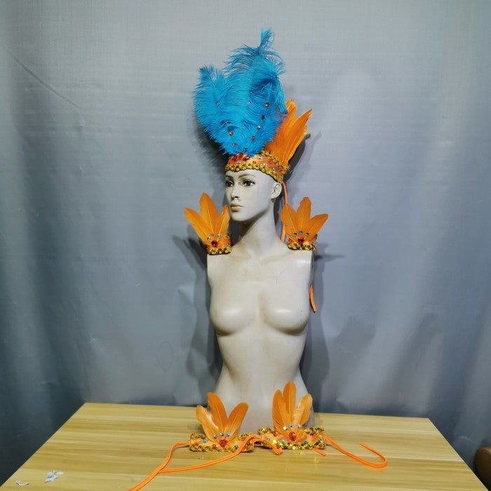 hot selling free shipping feathers head & arm & leg piece for samba dress carnival dress 5 pcs/set