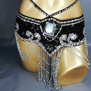 hot sale New style Women sequins Belly Dance Costume Hip Scarf Wrap bellydance Belt with tassel  beads waist chain BELT209-2