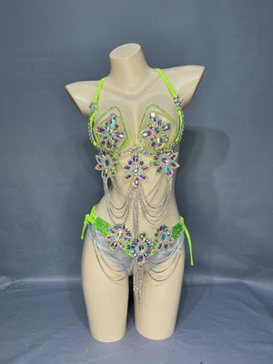 Samba Carnival Wire Bra & Panty & Belt Set Hand Made Belly Dancing Costume Outfit FREE SHIPPING CB026