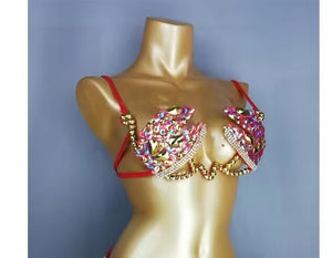 Samba Carnival Bra Rainbow Stone Belly dancing WIRE BRA BB007 Wire Bra