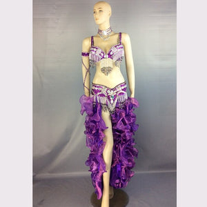 high quality belly dance costume wear stage performance 5-piece suit Bead bra belt belly dancing skirt dress set TF1618 5PCS SET