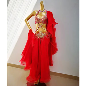 Top quality New women belly dance costume set showgirl belly dancing clothes EDC halloween bellydance bra&belt&skirt 4pcs suit TF1732 + SK1905