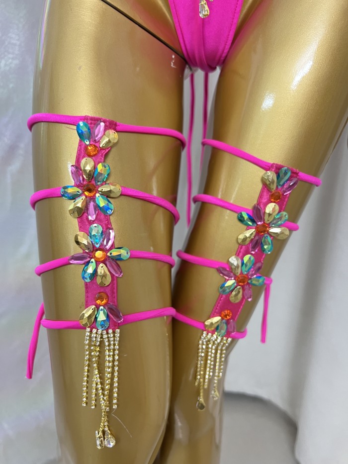New Handmade Samba Carnival  Bra And Panty With Feather Set Stones Decorate For EDC Festival Rave Carnival
