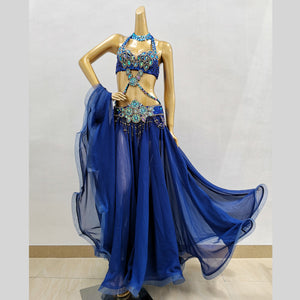 Top quality New women belly dance costume set showgirl belly dancing clothes EDC halloween bellydance bra&belt&skirt 4pcs suit TF1732 + SK1905