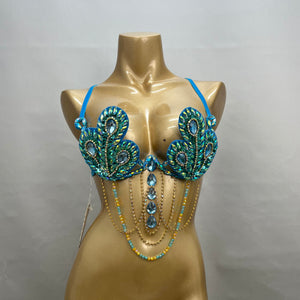 Samba Carnival Bra Rainbow Royal blue Stone Belly dancing WIRE BRA BB010