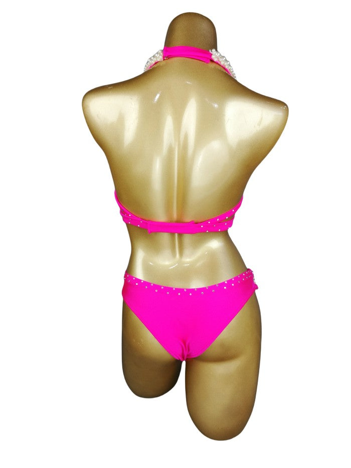 Samba Costumes Free Shipping Hand Beaded Hot Pink Color Bra and Thong