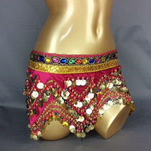 HOT SALE belly dance hip scarf coins sequins chain dancing hip scarf warp belllydance costume belt women skirt dancewear 10color HS2006