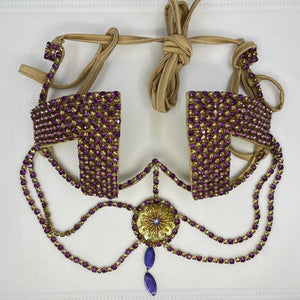 New Style Samba Carnival Rave Festival Party Wire Bra Rainbow Stone Brown Color