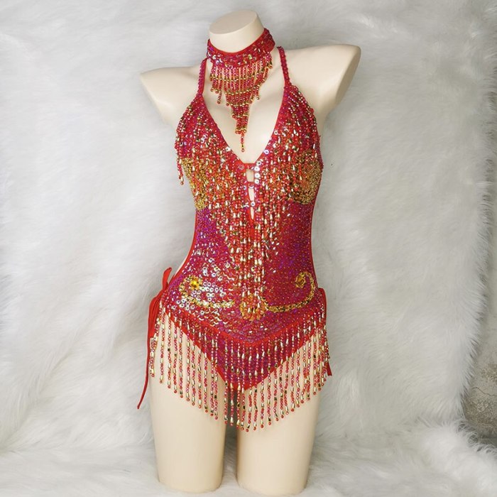 Sexy Samba Carnival Costumes Beading Sequin One-Piece Bodysuit Swimsuit Outfit Stage Performance Rave EDC Party Club Wear BS009