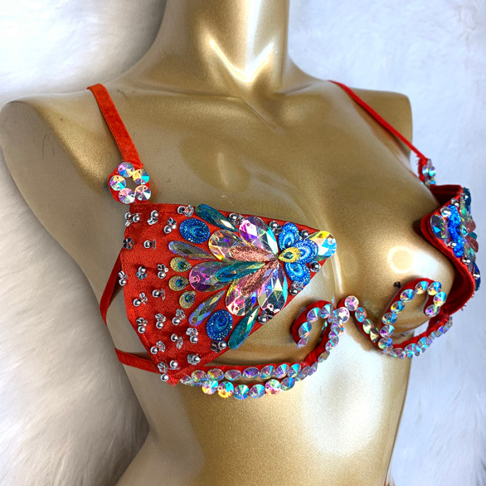 Samba Carnival Wire Bra & Belt Set Hand Made 4 Piece Belly dancing WIRE BRA + BELLY DANCE HIP scarves 320 piece coins