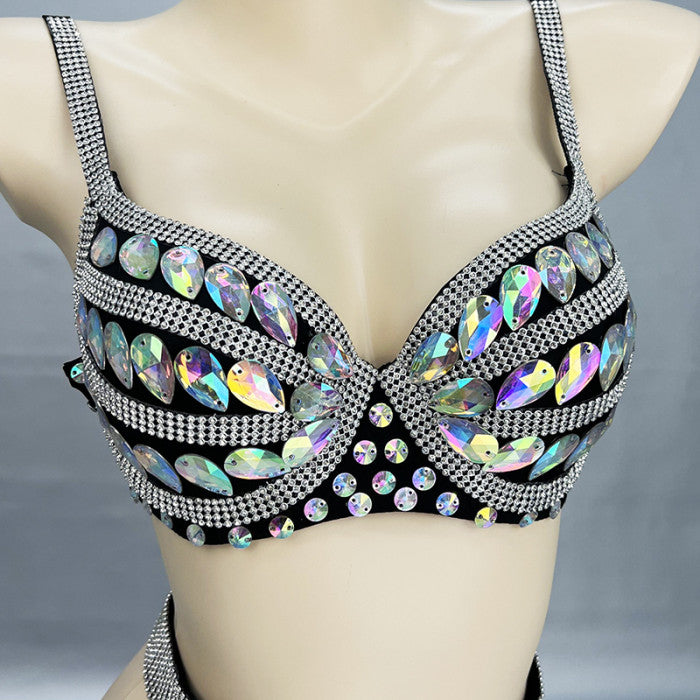 New Sexy Belly Dance Bra Panty Suit Hand Made Belly Dancing Costumes Set For Women Belly Dancer Outfits Night Club Dancewear  N21017