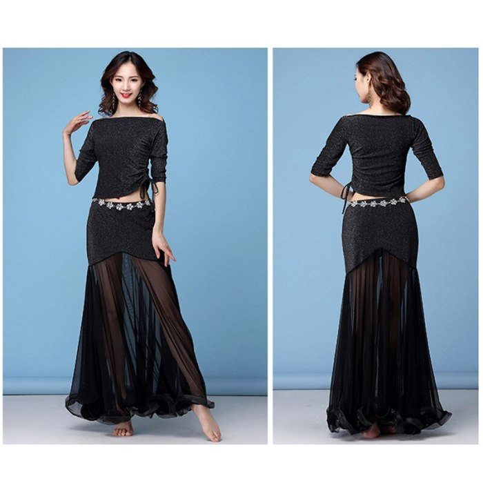 New Sexy Belly Dancing Set Shinning Suit For Women Bellydance Clothing Top+Skirt Dancer Trainning Wear HY1187