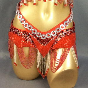 Sexy Women's beads sequins Belly Dance Costume Hip Scarf Wrap bellydance Belt with tassel bellydancing waist chain BELT250