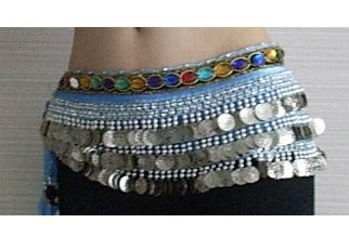5pcs mix colors Belly dance Hip Scarf 338 coins gold/silver Coin Belt Wraps HS1015-2