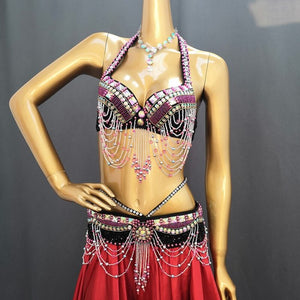 New Adult Lady women Belly Dance Costume set belly dancing clothes Stage halloween bellydance Bra Belt Skirt Bellydancing Wear TF1402 + SK39