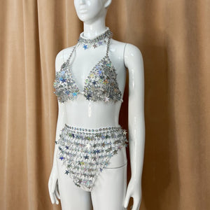 Halloween Handmade Stars Costumes Top And Bottom With Necklace 3 Piece For Performance