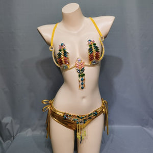 Samba Carnival Bra High Waist Pants AB Color Stone Hand Made 2 Piece