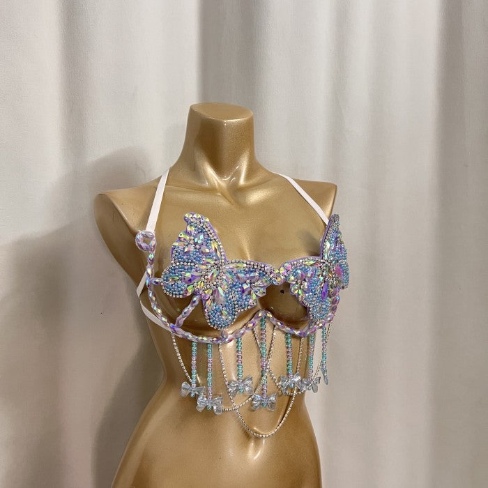 New Handmade Samba Carnival Butterfly Shape Wire Bra With Stones For EDC Festival Rave Carnival BB060