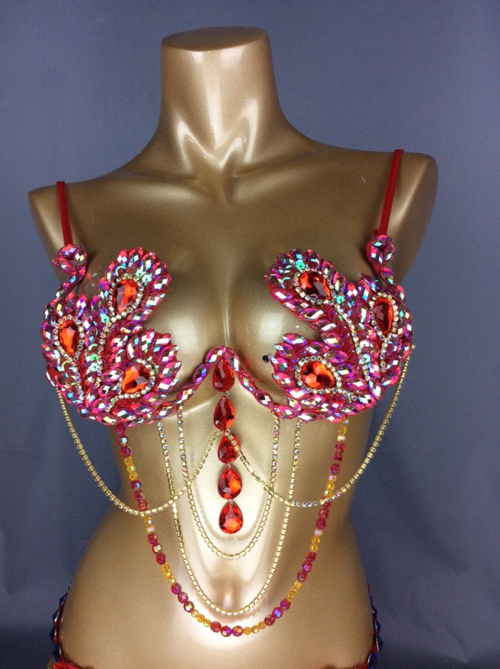 Samba Carnival Bra Rainbow Royal blue Stone Belly dancing WIRE BRA BB010