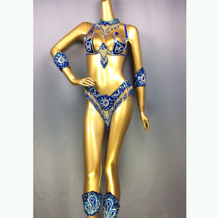 Sexy Samba Carnival Costumes Handmade Beaded Bra&Thong Set Women Outfit Belly Dance Clothes Nightclub Party Showgirl dance wear C022