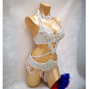 Hot sale Women's beaded Crystal belly dance costume wear Bar+Belt+Necklace 3pc set sexy bellydancing costumes bellydance clothes tf1732
