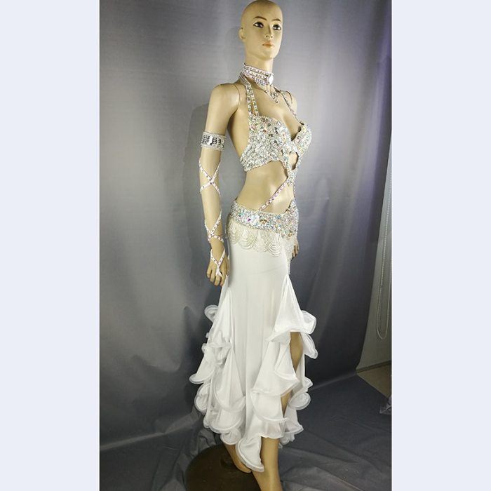 Top quality New women belly dance costume set showgirl belly dancing clothes halloween bellydance bra&belt&skirt 5pcs suit tf1732+ sk38
