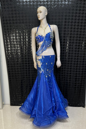 New Adult Women Stage Performance gorgeous Belly Dance Costume Bra Skirt 3Piece Set Handmade Beaded Performance Show Suit outfit  TF1903  (3PCS/SET ）