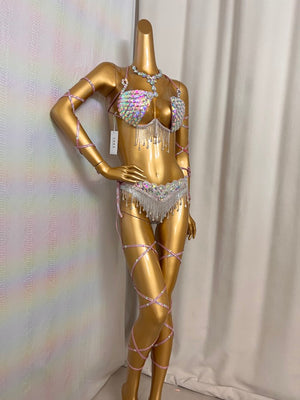 New Style Sexy Handmade Samba Carnival Wire Bra,Belt With Stones,Diamond Chains For EDC Costumes