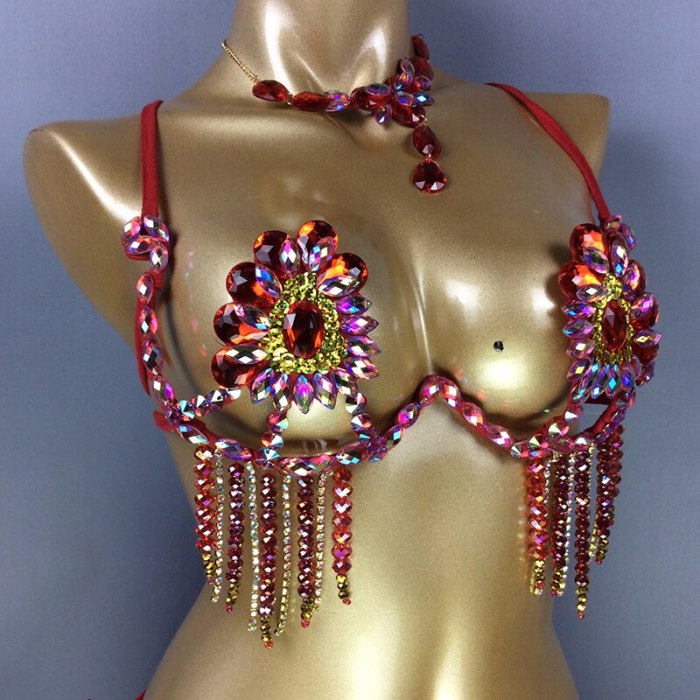 New Bra Handmade Sexy Samba Carnival Bra Stone Hollywood Women's Belly dancing Top WIRE BRA C021 Wire Bra