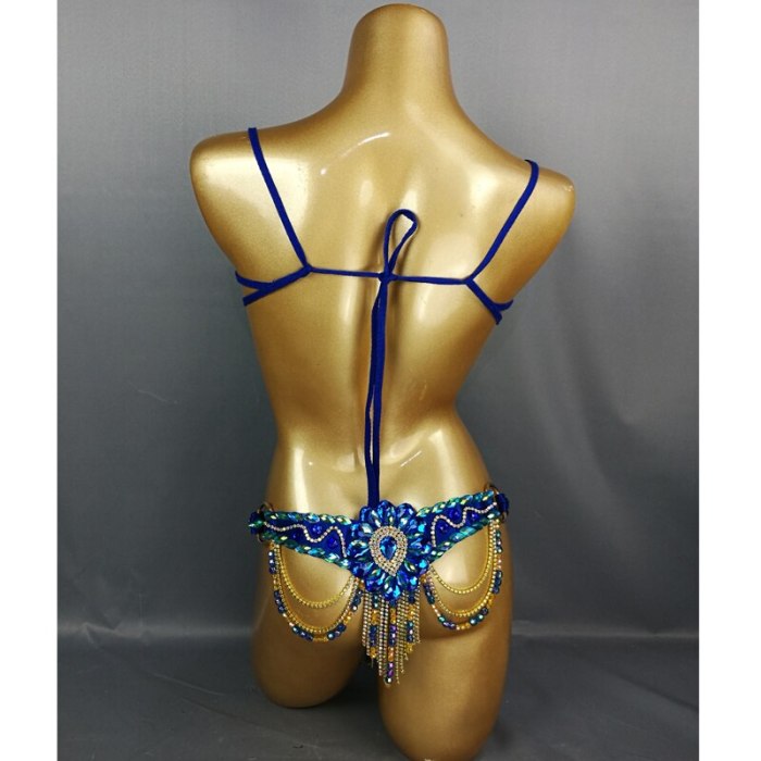 Samba Carnival Bra Belt Rainbow Stone C013-RYOAL BLUE & RED