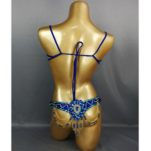 Samba Carnival Bra Belt Rainbow Stone C013-RYOAL BLUE & RED