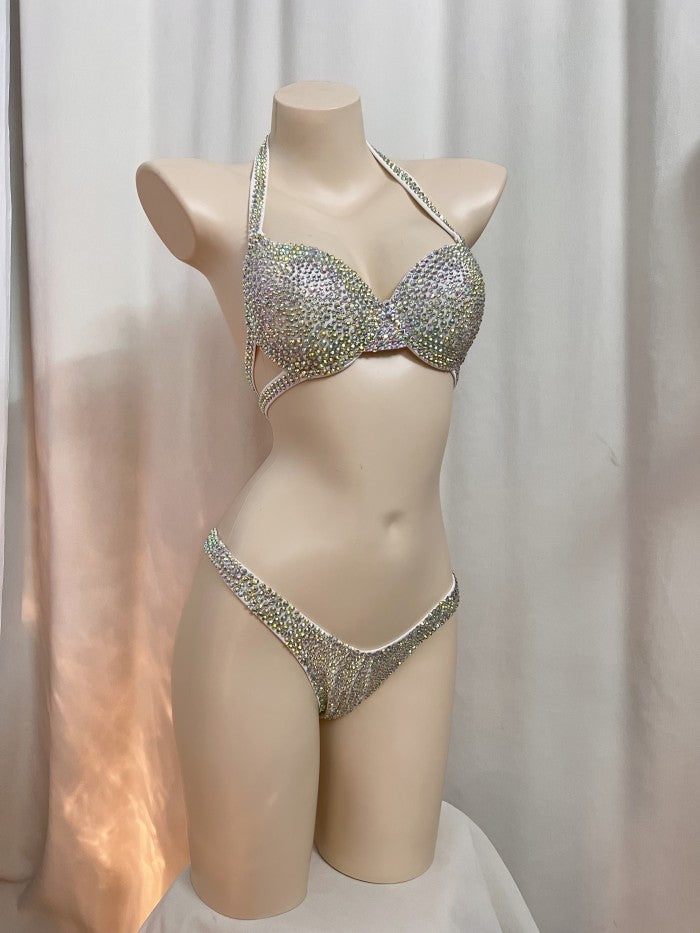 Samba Costumes Free Shipping Hand Made Beaded Dark Blue,silver and red 3 Color Bra and thong