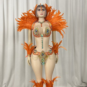 Samba Carnival Bra High Waist Pants AB Color Stone Hand Made 2 Piece
