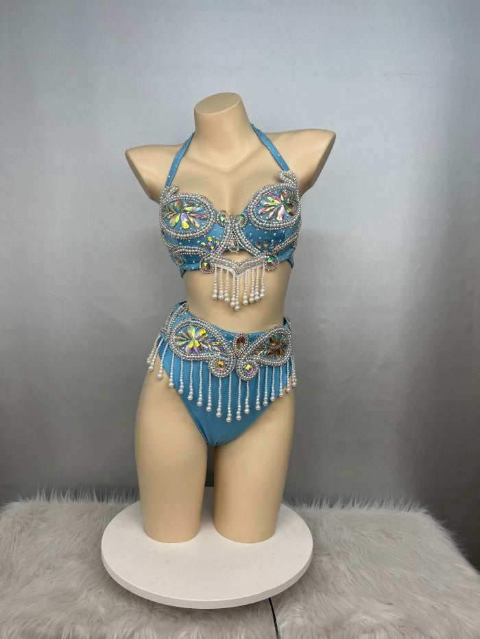Party Club Samba Costumes Bra Belt and Pants Yellow Color Rave Costumes BP032